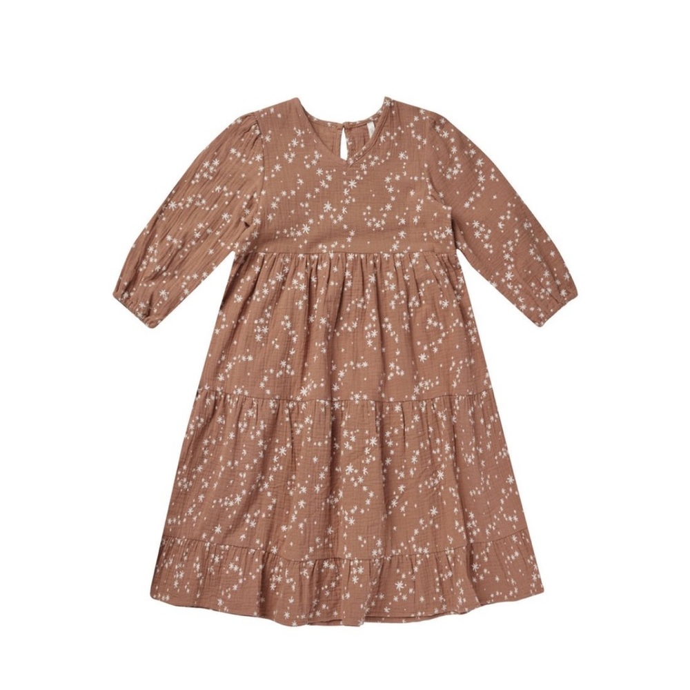 Rylee + Cru Tan Floral Kids Dress